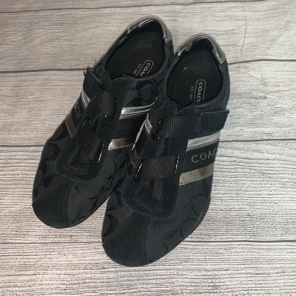 Coach Velcro silver black Jenney sneakers size 7M - Picture 1 of 6